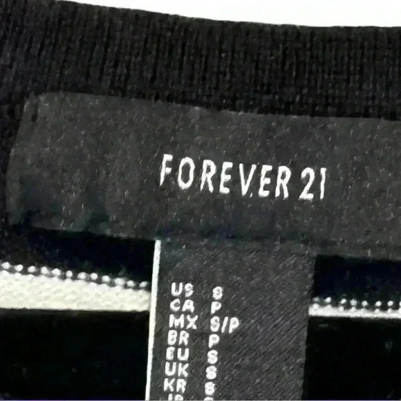 Forever 21 Women's Striped Shift Dress Black 3/4 Sleeve Size Small - Picture 4 of 4